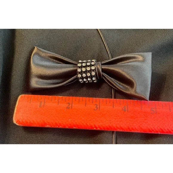 Morton Myles Gorgeous Black Vintage Dress Bows Rhinestones Size 10 Short Sleeve - Picture 14 of 14